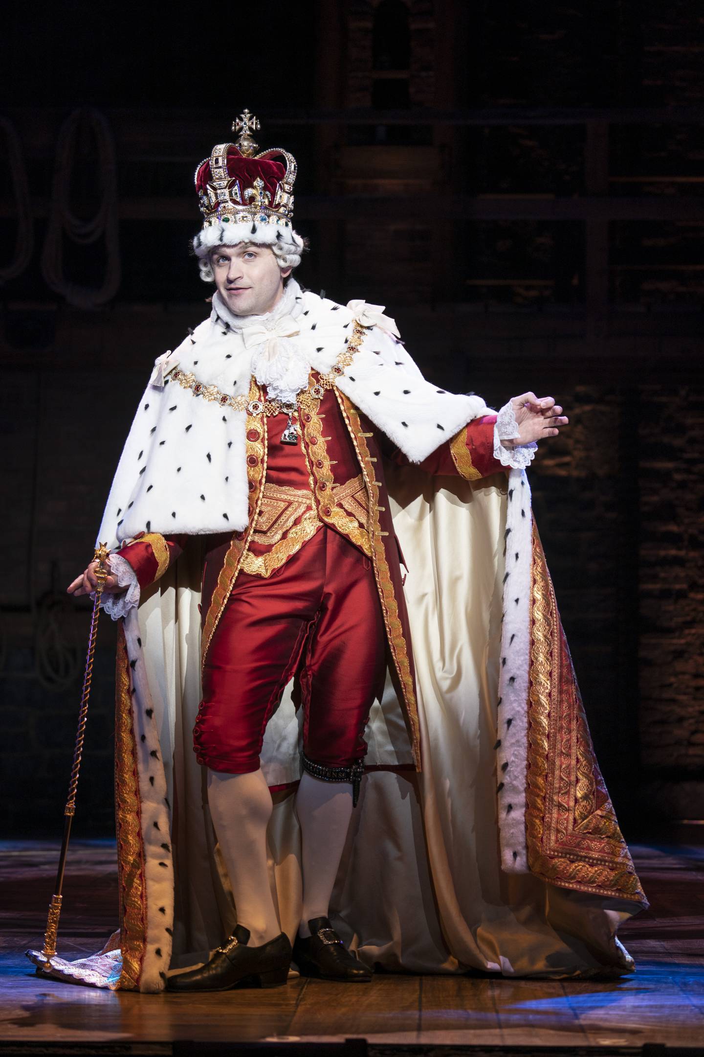 King George (Neil Haskell) adds comic barbs to "Hamilton," playing through Dec. 30 in Chicago.
