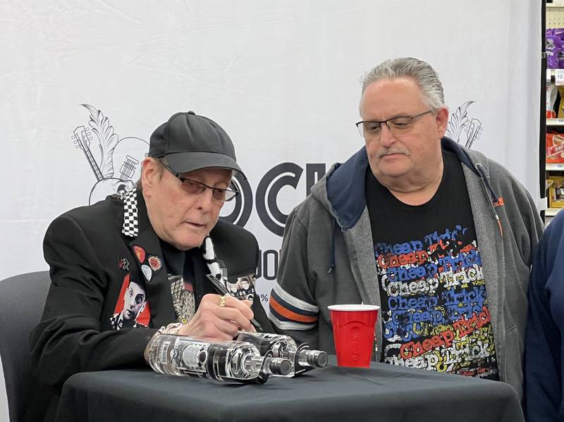 Ronny Davis was the first person in line for the Rock'n Vodka bottle signing event at Hy-Vee in Sycamore on Friday, Feb. 9, 2024.