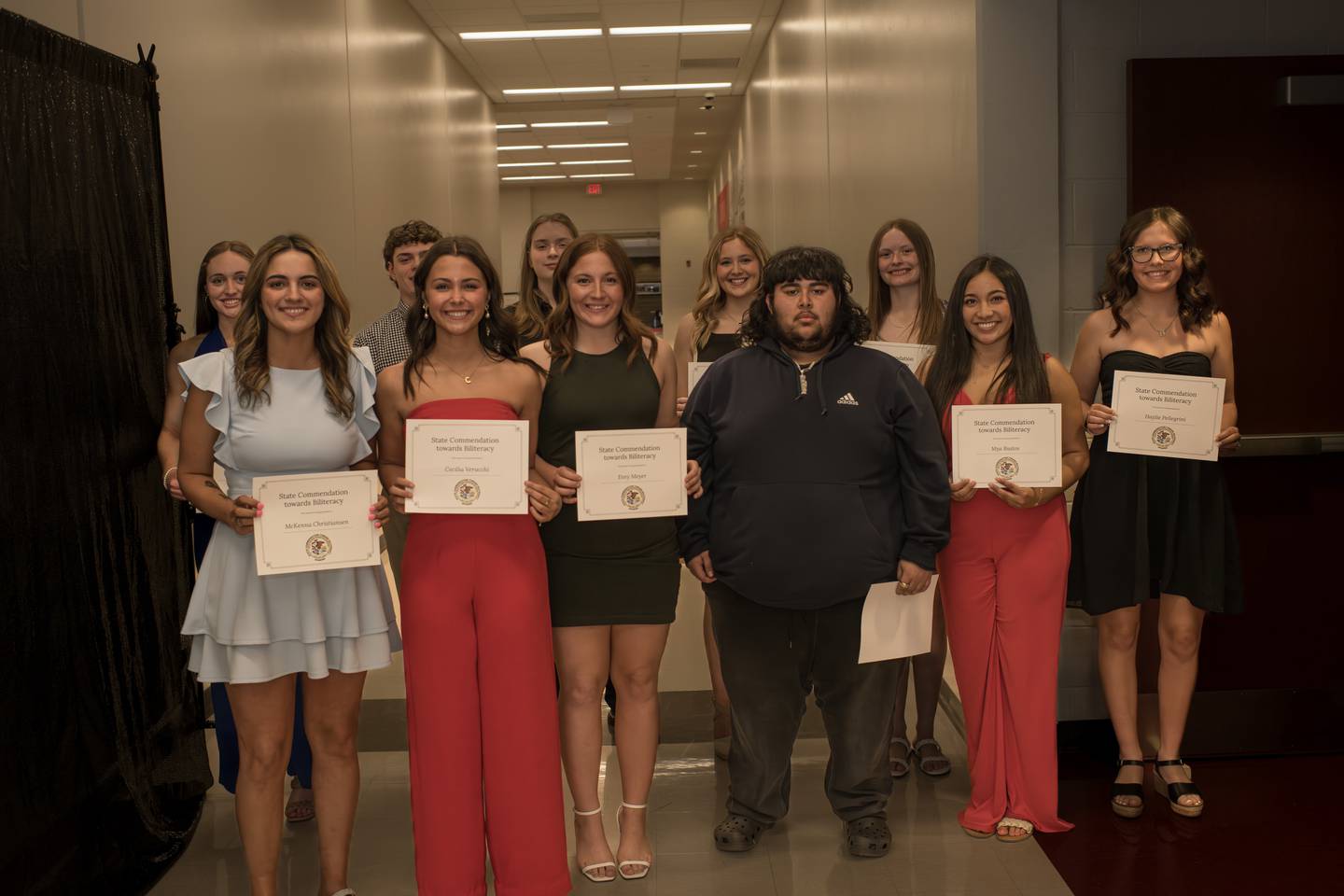 State Commendation recipients at Hall High School are (back) Taylor Coutts, Gianni Guerrini, Robert Cavanah, Hannah Vanaman, Mya McLaughlin, (front) McKenna Christiansen, Ceci Verucchi, Evey Meyer, Moses Levine, Mya Bustos and Haylie Pellegrini. Not pictured is Alyssa Flores.