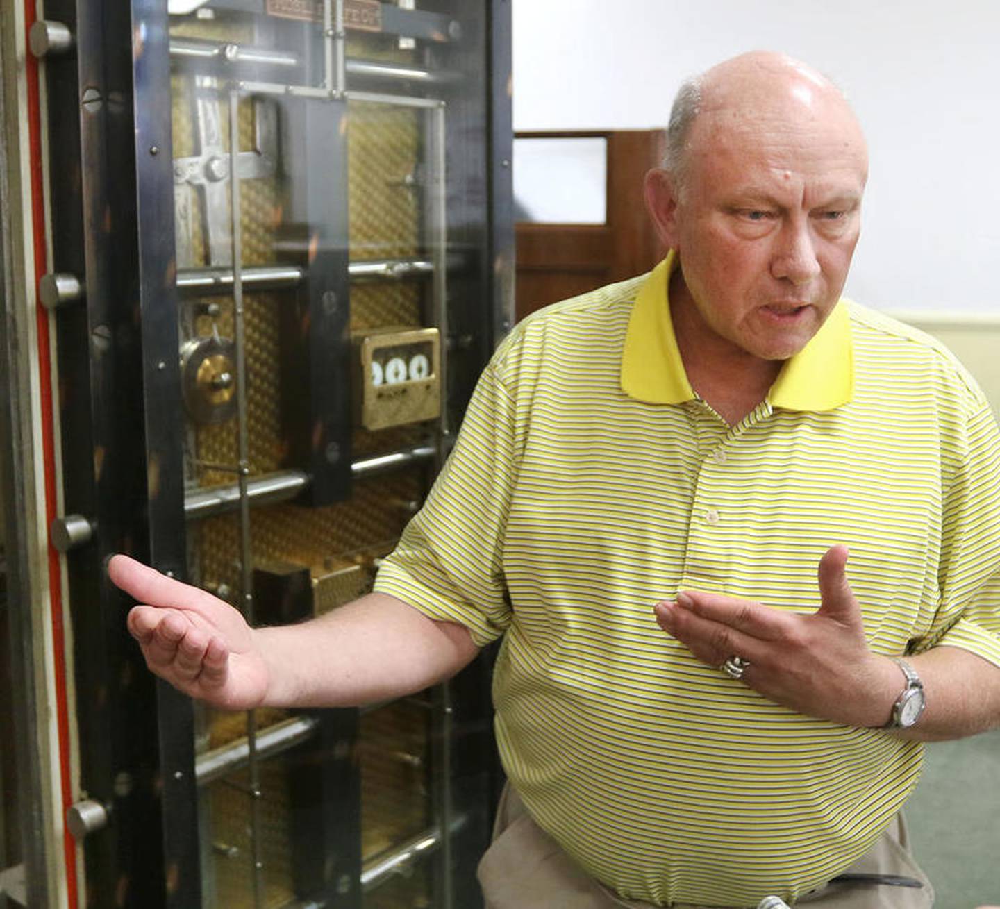 Shaw Local 2020 file photo of the late Stephen Bigolin, a DeKalb area historian, speaking about the old Nehring building in downtown DeKalb, a former First National Bank at 164 E. Lincoln Highway, that became the new City Hall in May 2020.