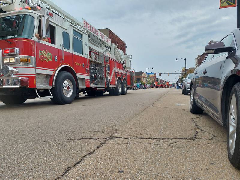 The Streator police and fire departments led the Streator High School homecoming parade Friday, Sept. 22, 2023.