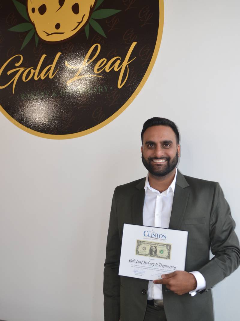 Jaysen Dyal poses at Gold Leaf Bakery and Dispensary in Fulton.