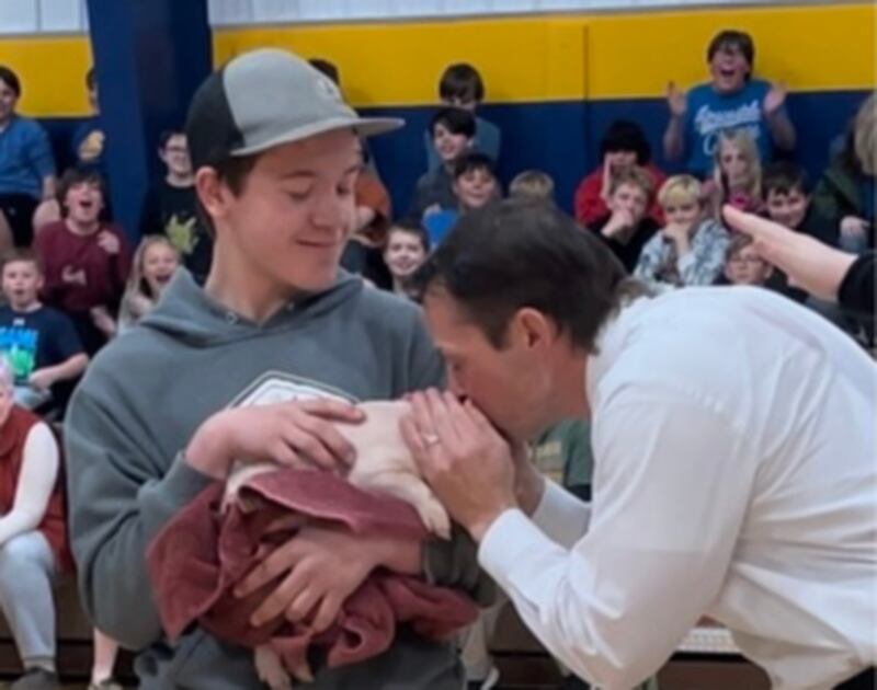During the week of March 18, the Princeton Elementary Student Council hosted a fundraiser, collecting $1,500 and exceeding its initial goal of $600. All proceeds are going to Martha Jacobs in her continued battle against cancer. If the goal was met, Mr. Smith and Mr. Daly would kiss a pig.