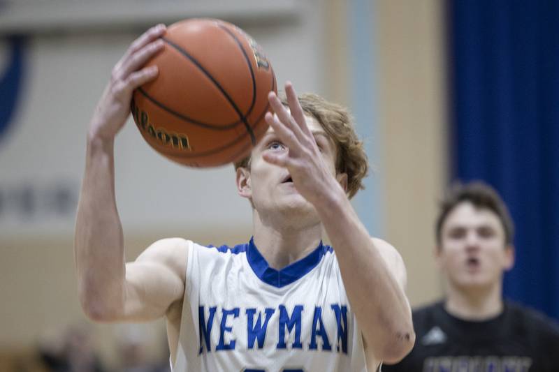 Newman’s Lucas Simpson puts up a shot Tuesday, Dec. 13, 2022 against Pecatonica.