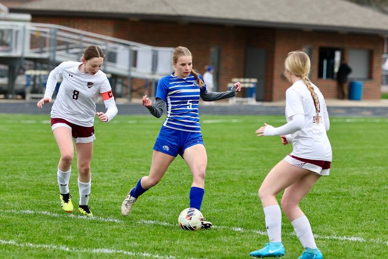 Princeton senior Ella Grey makes her moves during Tuesday's soccer match at Bryant Field against IVC. The Tigresses won 9-0.