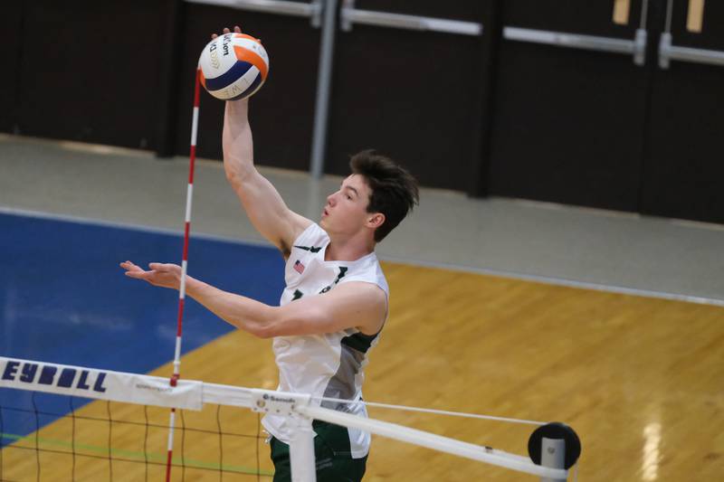 Glenbard West’s Danny Dorsey hits a shot against Roncalli (IN) in the Lincoln-Way East Tournament title match. Saturday, April 30, 2022, in Frankfort.