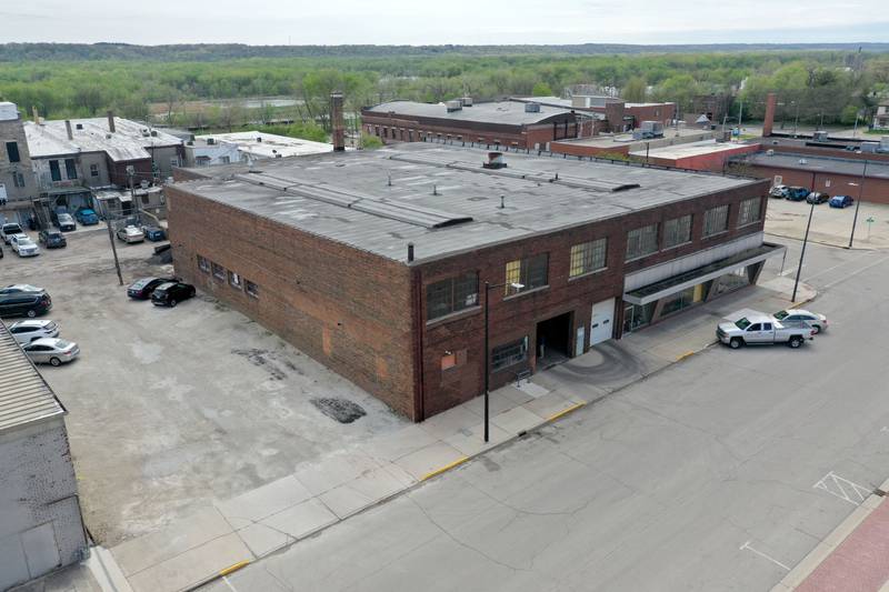 An aerial view of the former La Salle Public Works building on 2nd Street and Wright Street on Thursday, April 18, 2024 in La Salle. The 18,000 square foot building and parking lot has been listed for sale. The brick two-story building was the site where the city housed their vehicles and other storage items. The building was appraised at $256,500.