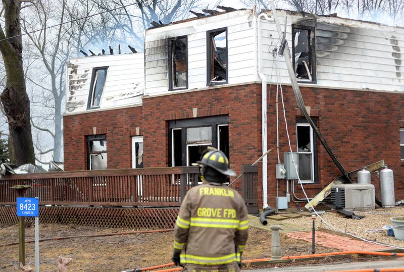 Several fire departments responded to a house fire at 8423 East Illinois route 38 on the afternoon of Wednesday, March 5, 2025. A portion of the state highway, between Chana Road and Brooklyn Road, was closed to allow crews to bring in tankers to help extinguish the blaze.