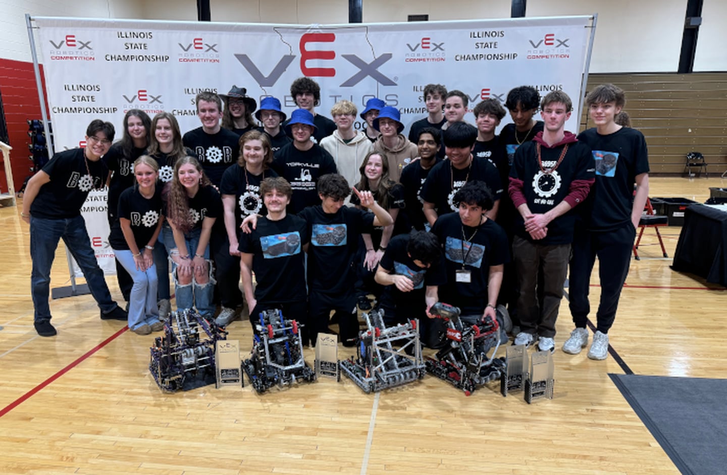 The Yorkville High School robotics program sent a school-record four teams to the 2025 Illinois VEX State Championships.