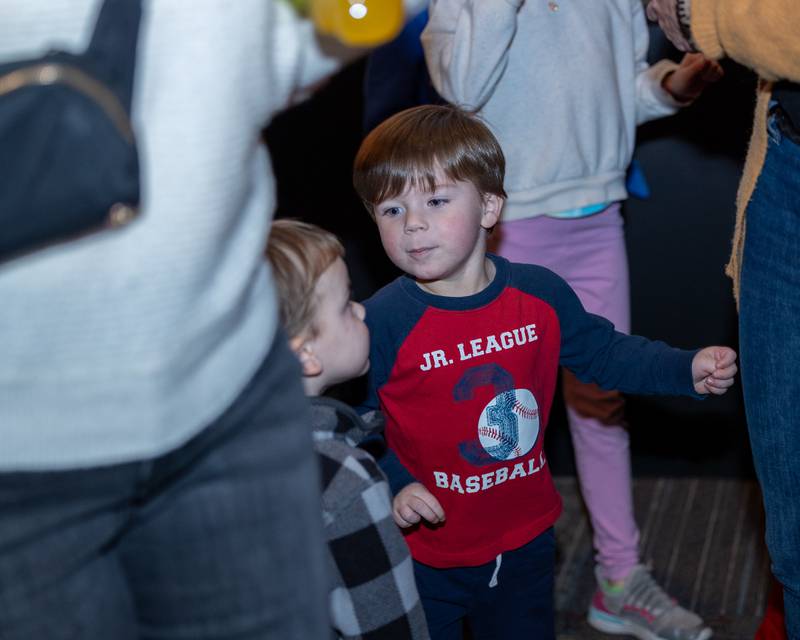 Lincoln Rogers dances in isle after performance of "New Year, New Friends" on Saturday, December 27, 2025 at Stage 212 in LaSalle.
