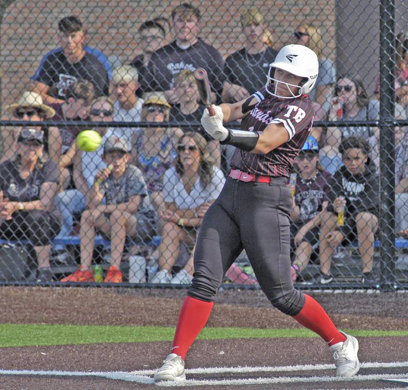 Henry-Senachwine playerBrynna Anderson gets a hit. Dakota and Henry-Senachwine softball met in  Illinois  Class 1A Super Sectional in Sterling on June 2, 2025. Dakota won the contest 2-0.