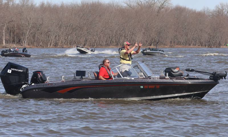 Anglers come into the harbor as they come off of the  Illinois River during the annual Masters Walleye Circuit tournament on Friday, March 20, 2026 at the Spring Valley Boat Club.
