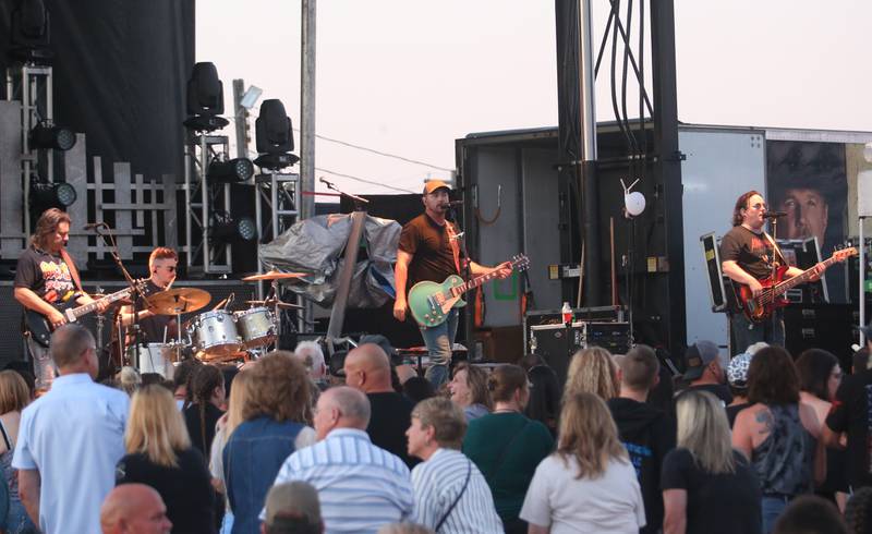 Brushville perform as the opening act before the Trace Adkins concert on Thursday, Aug. 21, 2025 at the Bureau County Fair in Princeton.