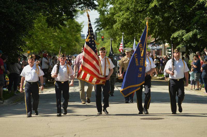 American Legion Post 75 color guard leads the Geneva Memorial Day parade up Third Street May 29, 2017.