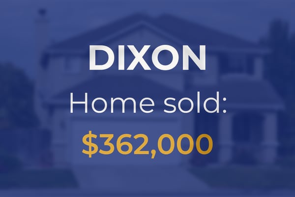 Sale closed in Dixon: $362,000 for a single-family home