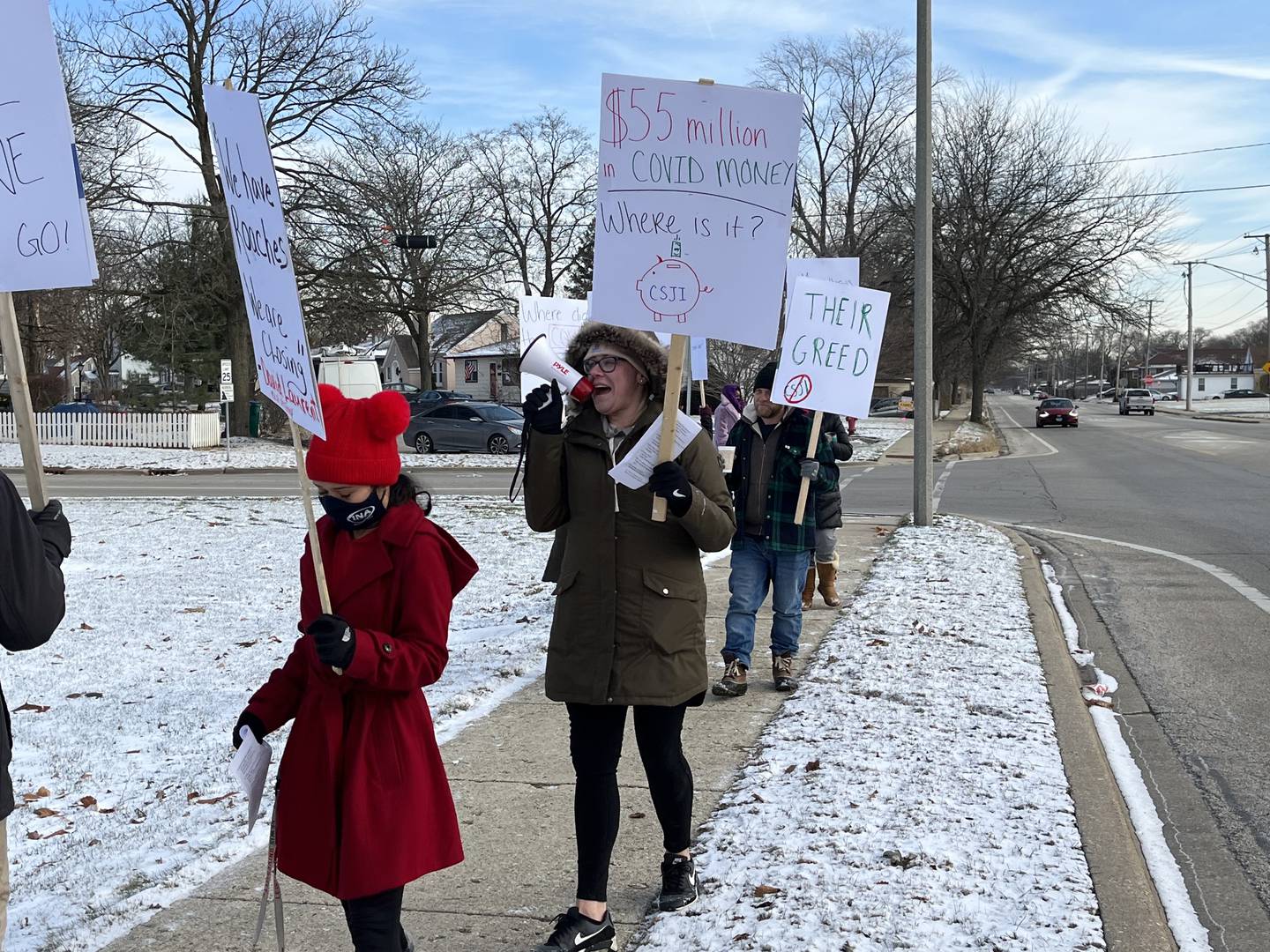 Almost 10 people showed up for a rally held on Monday, Dec. 19, 2022, to keep Our Lady of Angels Retirement Home open. The facility is scheduled for closure on Feb. 28, 2023.