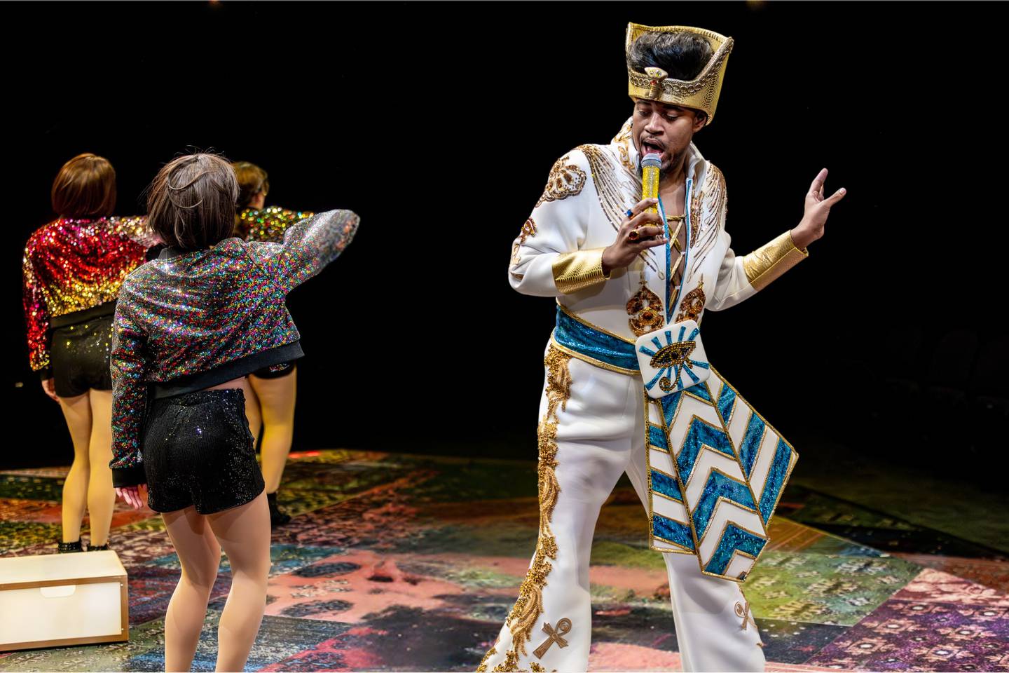 Chicagoland’s longest running musical theatre, Marriott Theatre, officially kicks off its spectacular 50th Anniversary Season with one of the most enduring and beloved musicals of all time, Joseph and the Amazing Technicolor Dreamcoat, running through March 30, 2025. Lorenzo Rush Jr. plays Pharaoh.