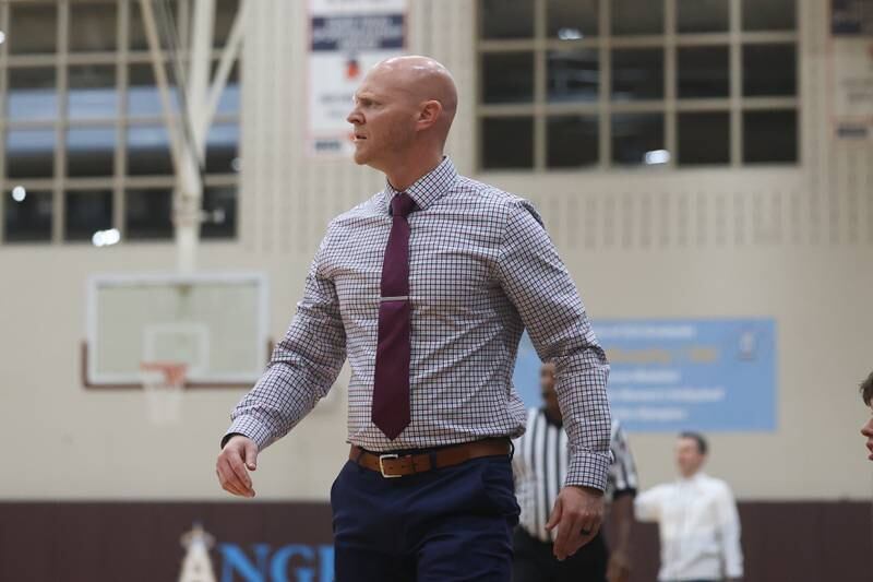 Joliet Catholic head coach Adam DeGroot during the game against St. Viator.