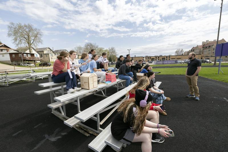 Dixon science teacher Ryan Deets speaks to his forensics class Tuesday, April 22, 2025.