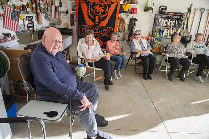 The practice of inviting neighbors continues in the Autumnwood community in Dixon. Every other Monday, hosting duties rotate from house to house. Don Trent, left, was this week's host. “It gets us all out to have a conversation with our neighbors," he said. "These are my friends, we all look out for one another.”