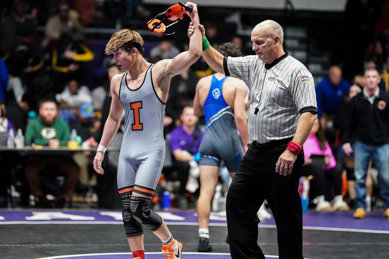 Sandwich’s Cooper Corder won the 144-pound championship bout in the Plano Reaper Classic Wrestling meet at Plano High School earlier this season.