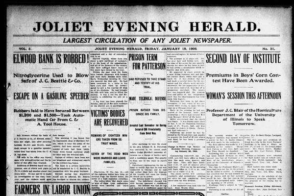 The 1906 robbery of the Elwood bank and more historical covers from January 19