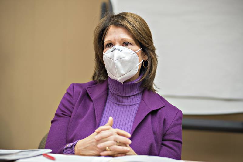 Congresswoman Cheri Bustos speaks to the editorial board for Shaw Media, Thursday, Jan. 6, 2022 about her time serving in congress. Bustos will not seek reelection.