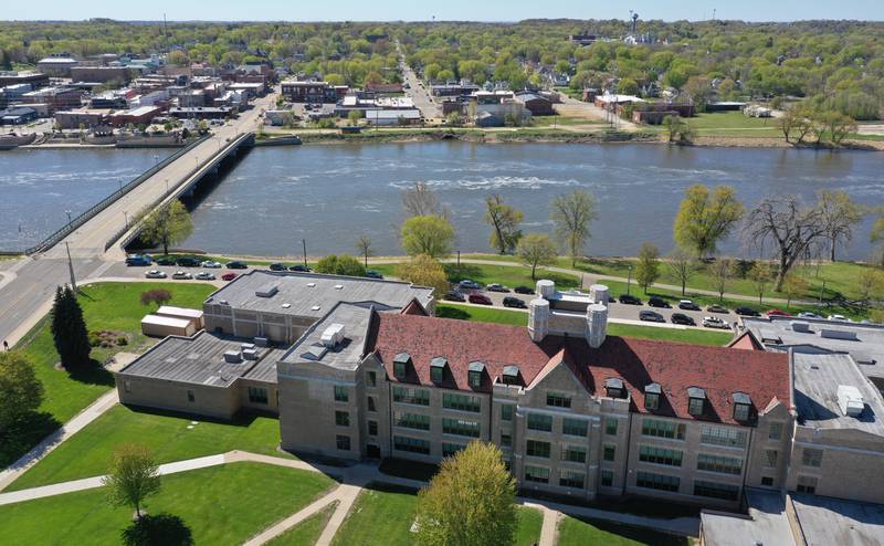 An aerial view of Dixon High School on Wednesday, May 3, 2023 in Dixon.