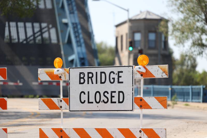 Ruby Street Bridge in downtown Joliet is closed on Monday, May 6, 2024.