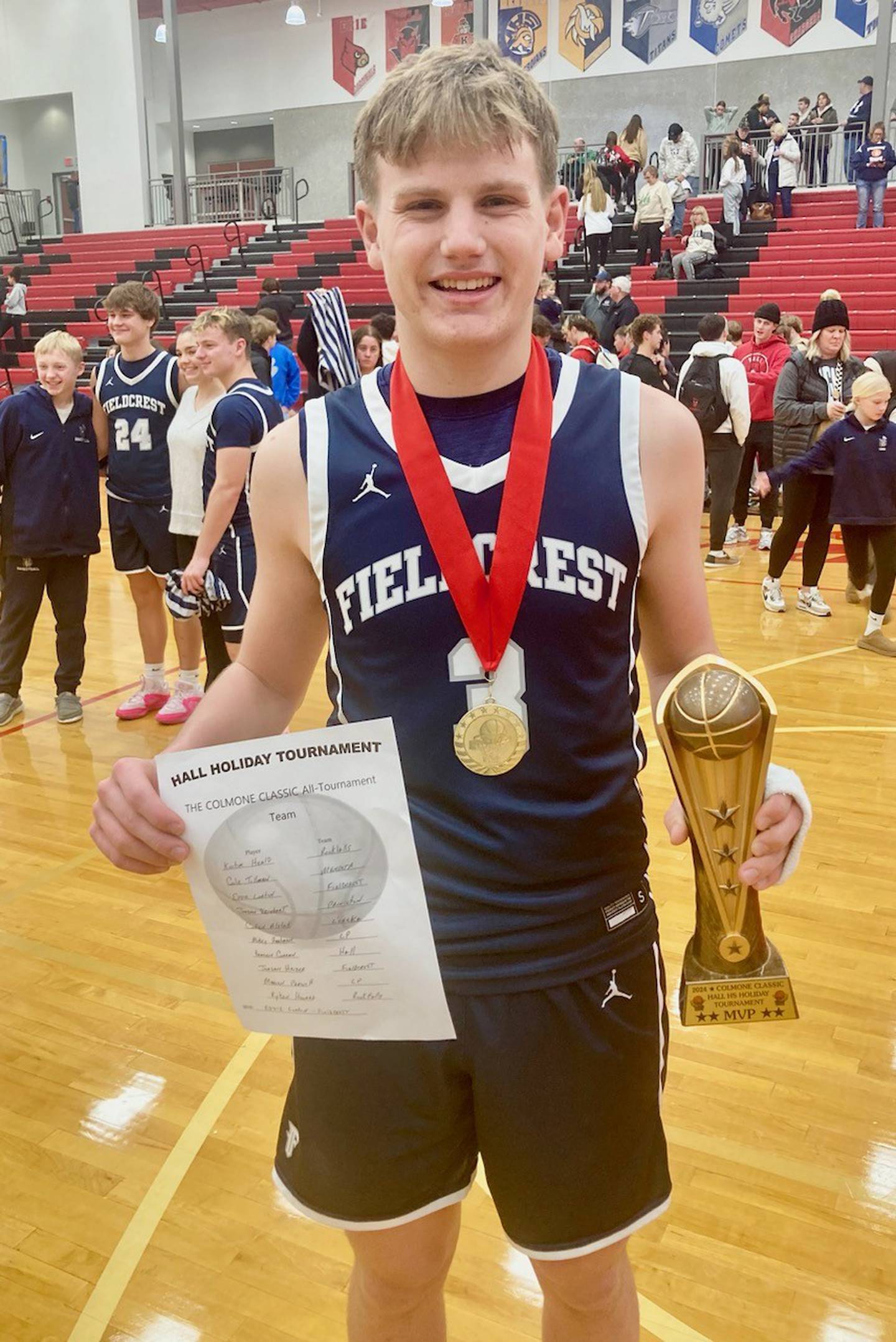 Fieldcrest senior Eddie Lorton was named as MVP of the 2024 Colmone Classic at Hall High School.