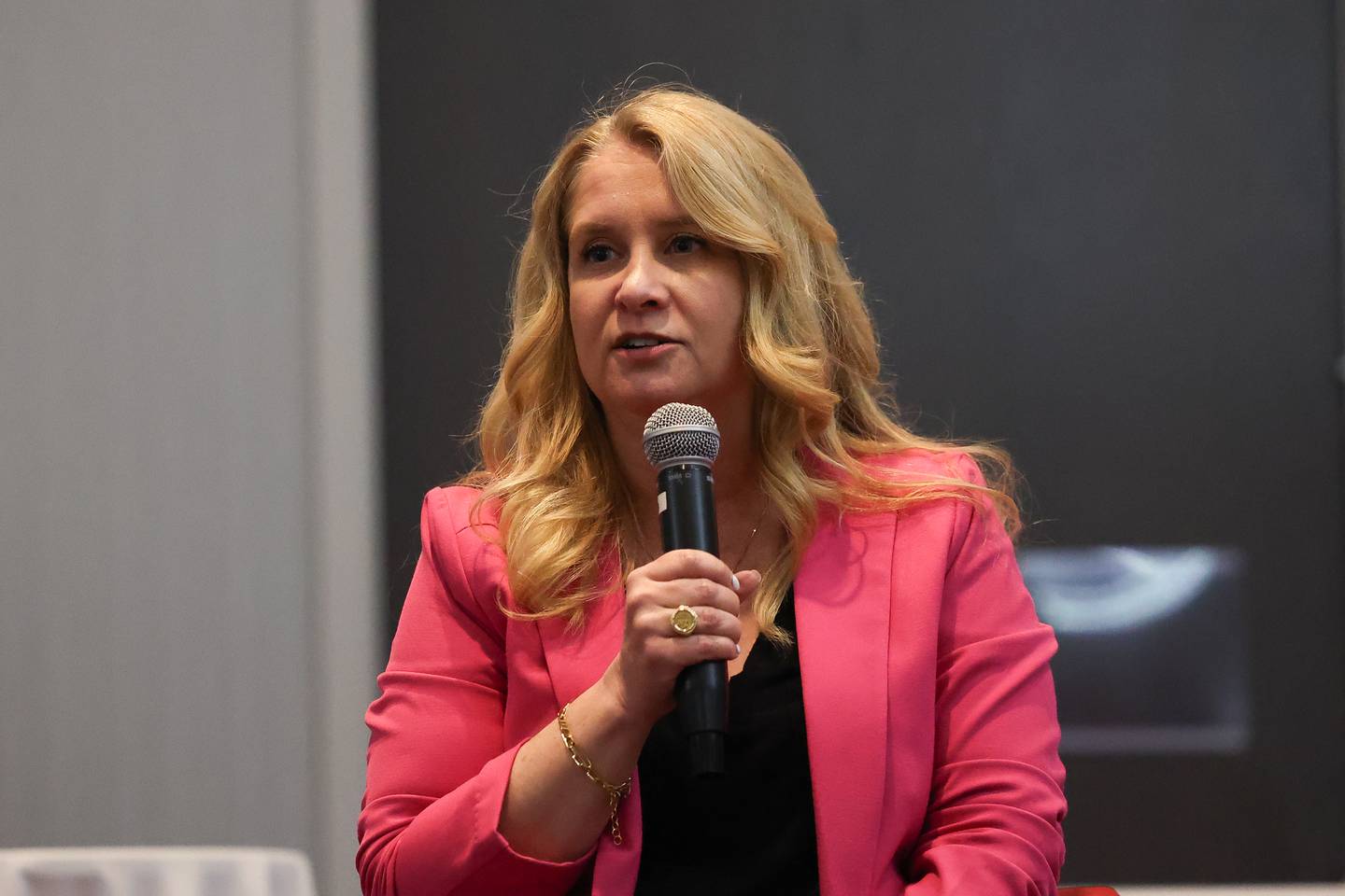 Beth Beatty, Joliet City Manager, speaks at the Joliet Region Chamber of Commerce Council for Working Women luncheon on Thursday Mar. 7th, 2024 in Joliet.