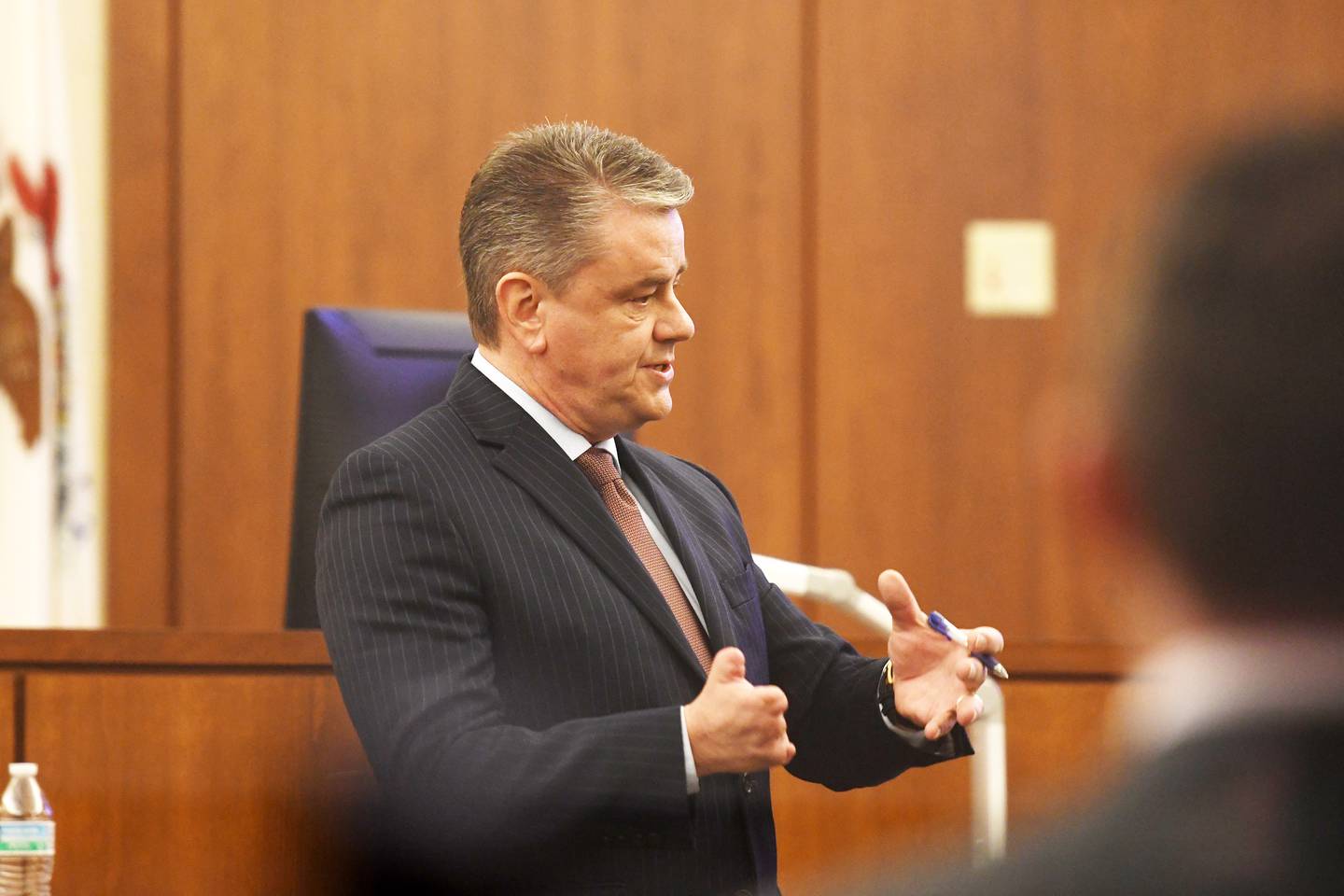 Christopher DeRango, one of the defense attorneys for Duane C. Meyer, cross examines FBI Special Agent Jeremy Bauer on Wednesday, Jan. 21, 2026.