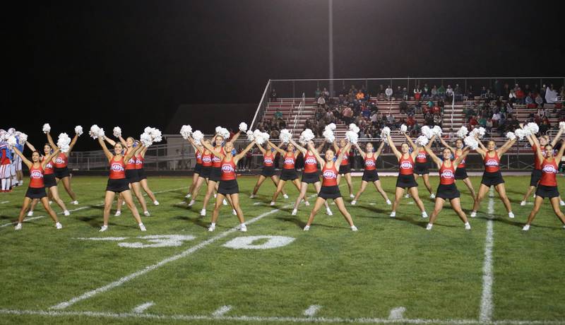 Ottawa cheerleaders perform during the Homecoming game against L-P on Friday, Oct. 4, 2024 at King Field.