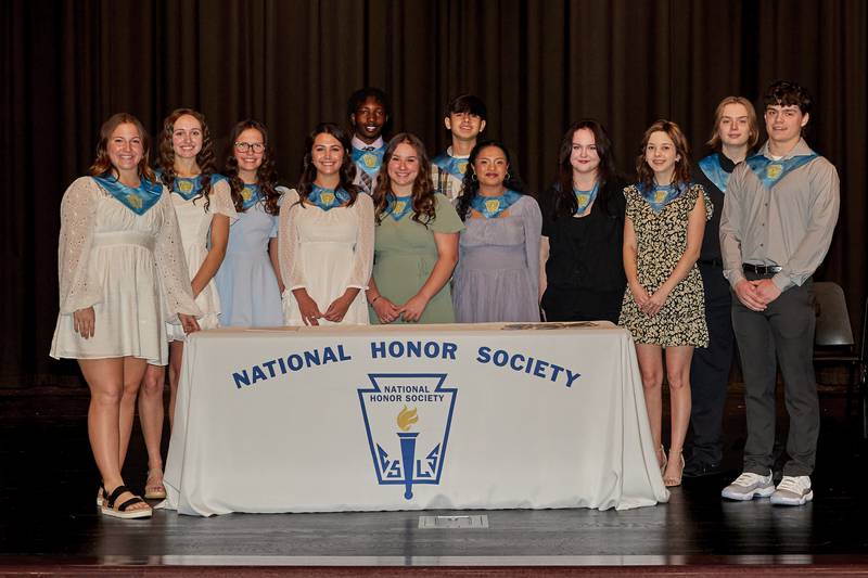 The newly inducted members of Hall High School's National Honor Society Chapter
(back left to right) are Terrance Smith, Julian Flores (front left to right) Evey Meyer, Taylor Coutts, Haylie Pellegrini, Cecilia Verucchi, Takoda Dhesse, Angela Garcia-Guerrero, Kambria Simmons, Katrina Moats, Robert Cavanah and Gianni Guerrini.
