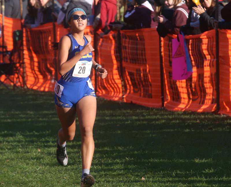 Aurora Central Catholic's Cayla Oldenburger competes in the Class 1A Cross Country Finals on Saturday, Nov. 4, 2023 at Detweiller Park in Peoria.