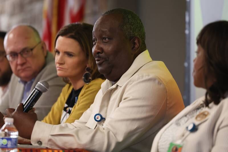 Dr. Michael Ellison, Associate Dean for Admissions Chicago Medical School, questions how much we have moved forward in race relations at the Juneteenth event hosted by the Joliet Area Historical Museum on Monday, June 19, 2023 in Joliet.