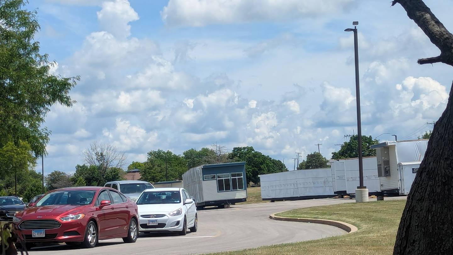 Troy Craughwell Elementary School in Joliet is adding modular classrooms to optimize space for the coming school year. The modular units are seen on Monday, June 30, 2025, in the school's parking lot.