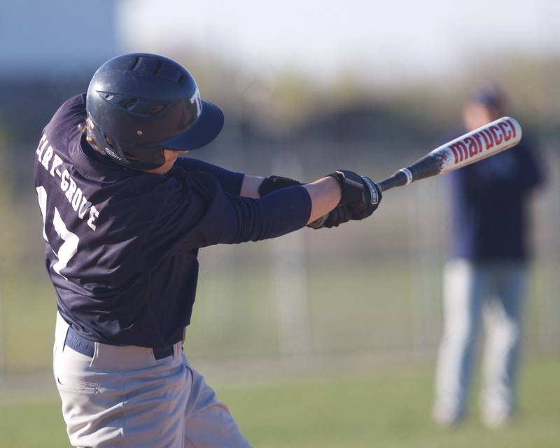 Cary Grove's Brock Iverson looks for a hit against Hampshire on Wednesday, April24,2024 in Hampshire.