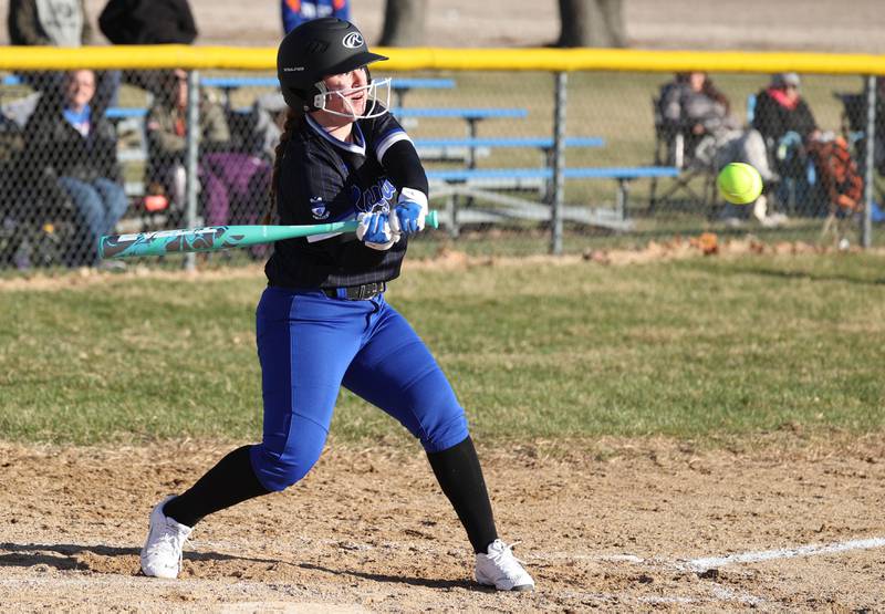 Hinckley-Big Rock's Charlise O'Donnell takes a cut Monday, March 23, 2026, during their game against Genoa-Kingston at Hinckley-Big Rock High School.