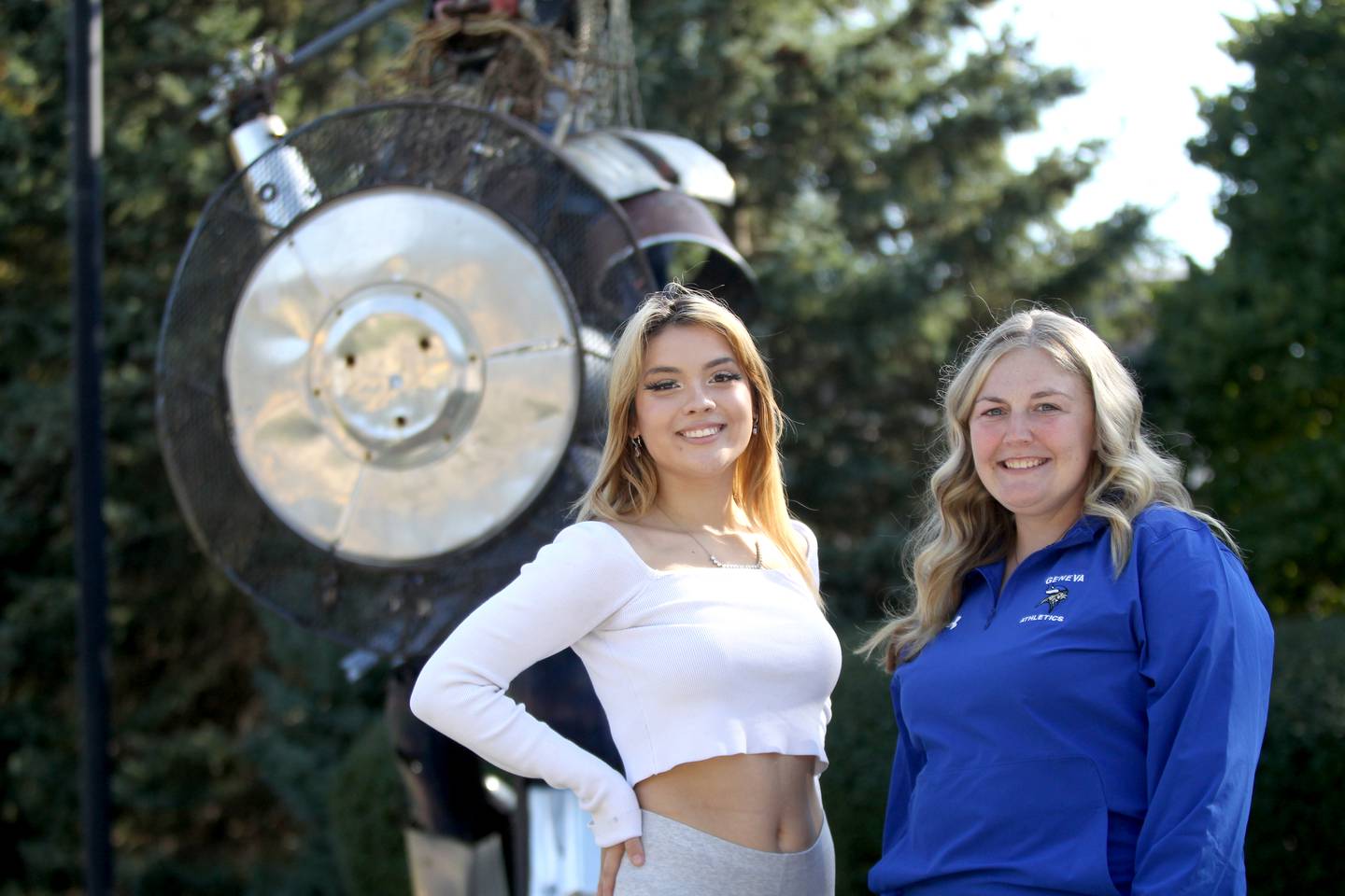 Geneva High School senior Bridget Archbold (left) suffered a medical event during the school’s homecoming dance and was revived by Nicole Collins, a certified athletic trainer contracted by the district through ATI Physical Therapy.