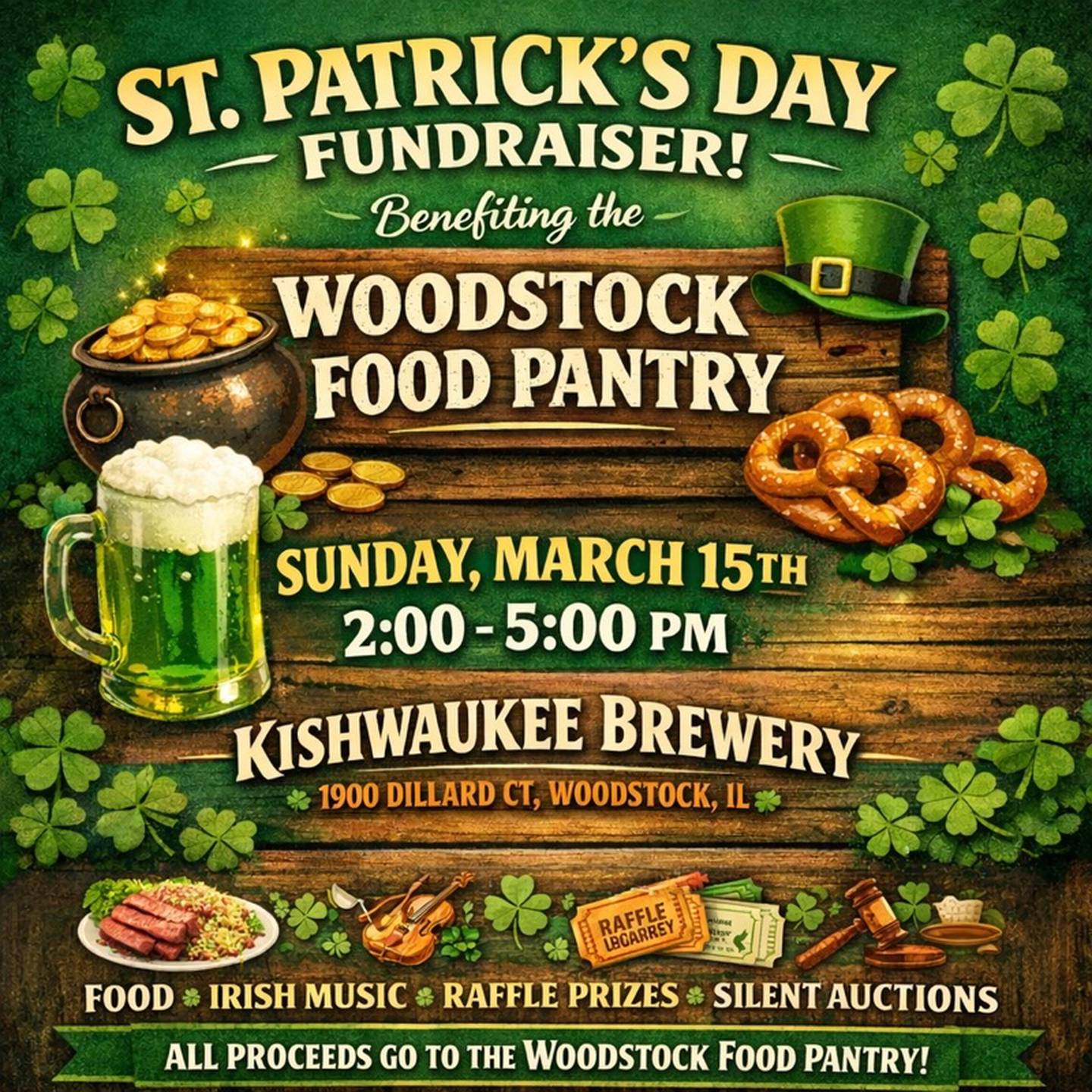 The Woodstock Food Pantry is hosting its first ever fundraiser at Kishwaukee Brewing Co. Sunday, March 15, 2026 in Woodstock.