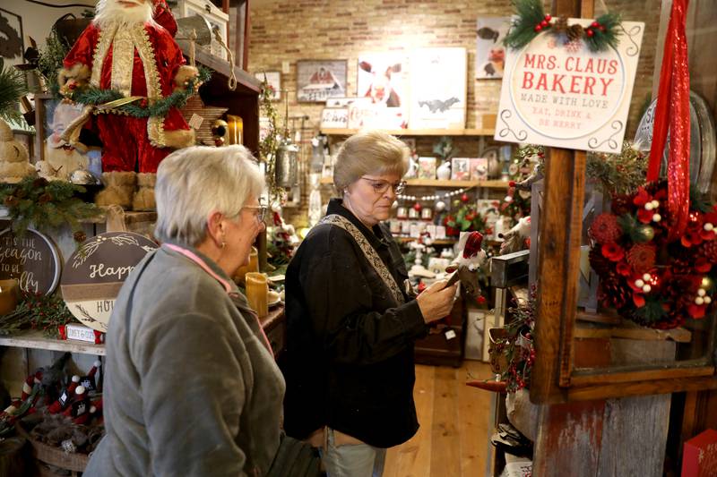 Betty Bennett of Plano (left) and Nancy Moore of Oswego (right) shop at Trendy Finds gift shop and boutique in Plano. Trendy Finds has been open since 2019. Along with being a gift shop, it also sells home decor and is a ladies boutique.
