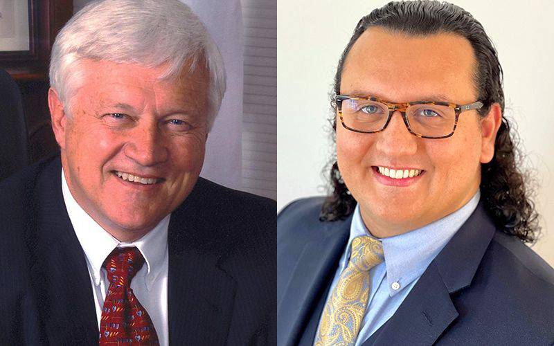 Republican John "Jack" Cunningham, left, is being challenged by Democrat Nicolas "Nico" Jimenez in the Kane County clerk race.