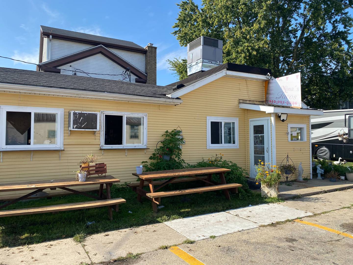 Although the impacts weren't immediately visible from the outside of Nina's Tacos on Sept. 22, 2025, a recent fire damaged the interior of the Sycamore restaurant.