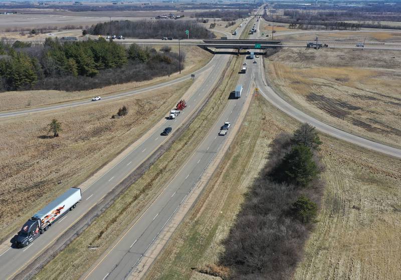 An aerial view of Interstate 80 and Interstate 38 interchanges on Thursday, March 19, 2026 near La Salle. Because of this week’s inclement weather, construction at the Interstate 39 and Interstate 80 interchange originally scheduled to begin March 16 has been delayed until March 30.
D Construction is handling the $3.7 million repair project.
The work includes repairing the I-39 bridge deck, replacing expansion joints, shoulder repairs and applying a latex overlay. 
Drivers should expect one lane of I-39 to be closed in both northbound and southbound directions during construction.
Additional shoulder repair work will also take place on I-80 near the interchange with I-39. Preliminary overnight work will occur from 8 p.m. to 6 a.m., with lane closures on I-80 during those hours. The project is expected to be completed in November.