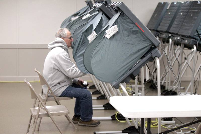 Paul Munday of Sugar Grove votes in the Consolidated Election on Tuesday, April 4, 2023 at the Sugar Grove Township Community Center.