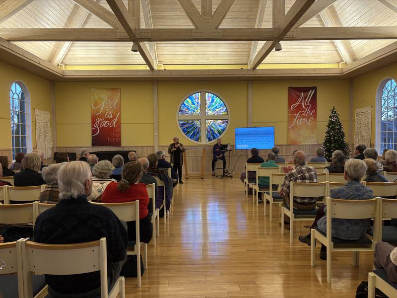 Tricia Alexander performs during FaithBridge's Thanksgiving program Nov. 23, 2025 in Crystal Lake.