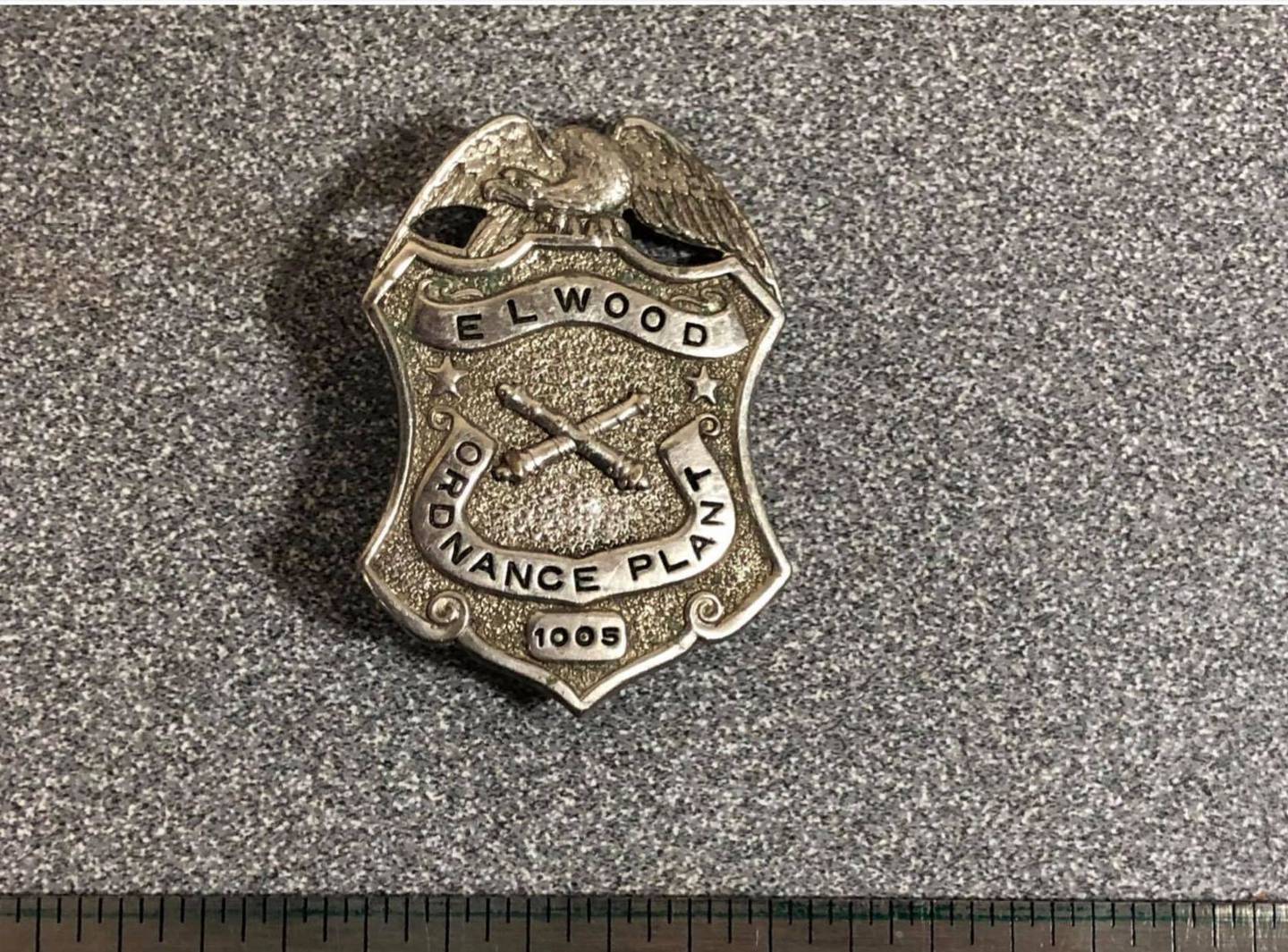This security officer badge was donated to Midewin National Tallgrass Prairie by the family of the security officer who worked at the plant on the east side of Route 53 (Elwood Ordnance Plant), the load, assemble and package side, during the World War II era.