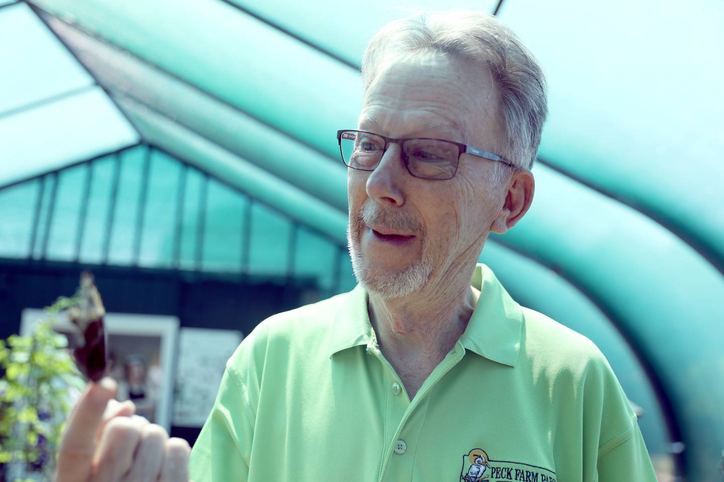Air Force Veteran Larry Cabeen serves as the Geneva School District 304 board president as well as a volunteer at teh Peck Farm Park Butterfly House.