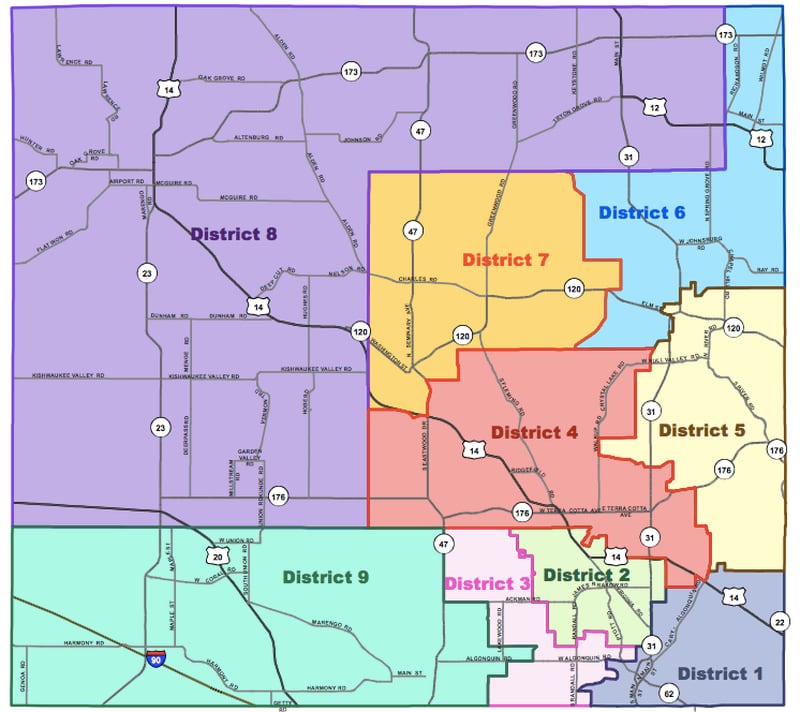 New McHenry County Board maps were approved by the board on Tuesday, Sept. 21, 2021. The new maps will create nine County Board districts with two board members representing each. They will take effect in the November 2022 election.